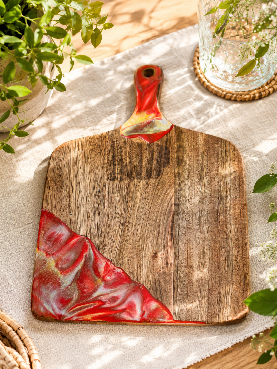 Crimson Marble Drift Platter