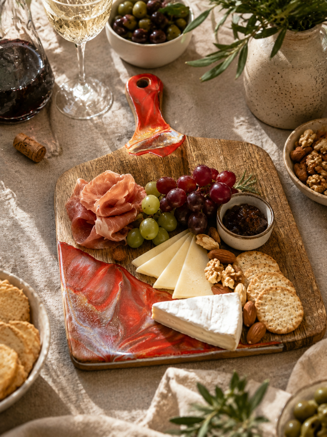 Crimson Marble Drift Platter