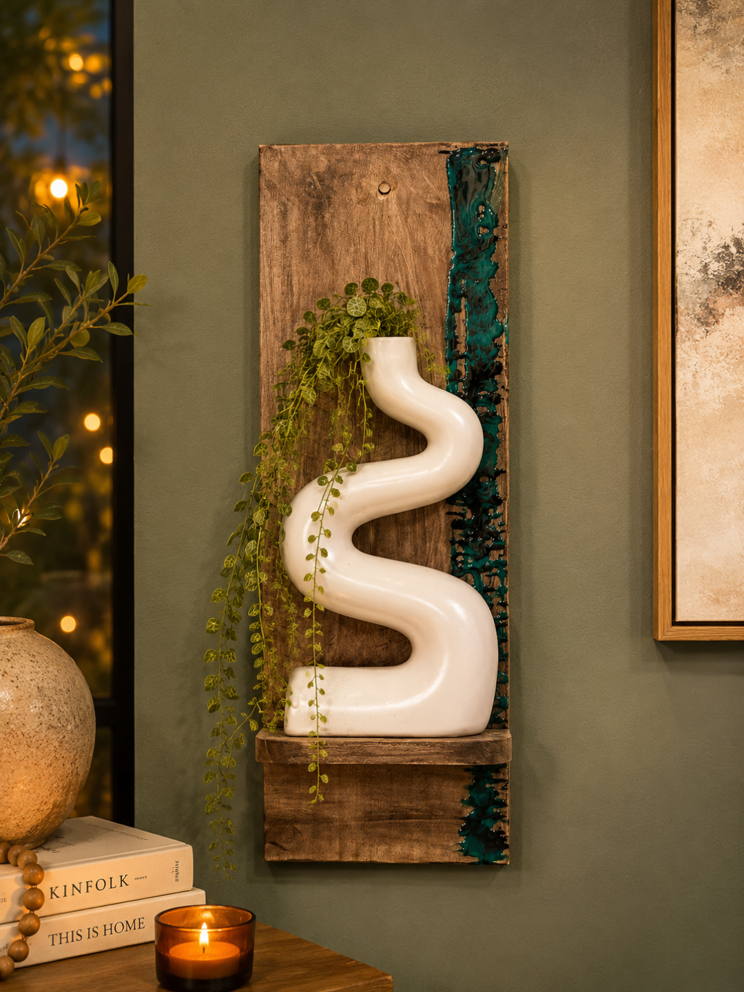 Emerald Drift Wall Shelf